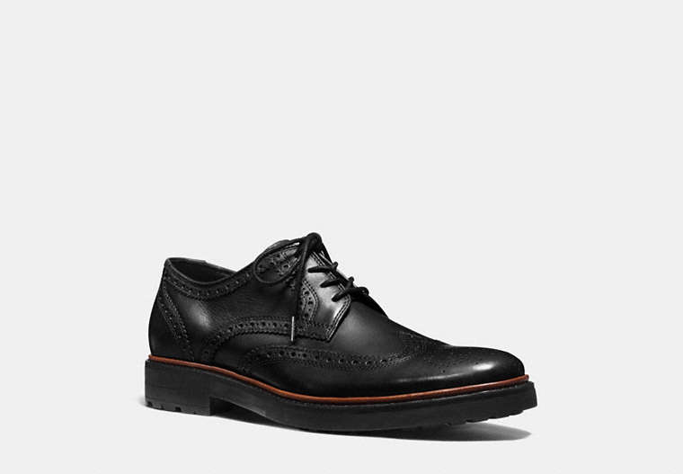 COACH®,BRYANT WINGTIP,Leather,Black,Front View