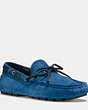 COACH®,COACH CROSBY LACE DRIVER,Suede,BRIGHT MINERAL,Front View
