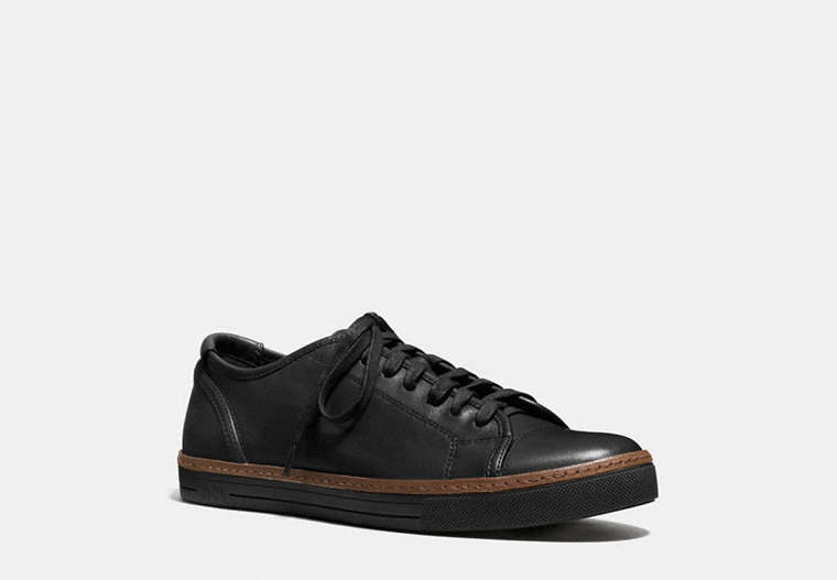 COACH®,YORK LACE SNEAKER,Leather,Black,Front View