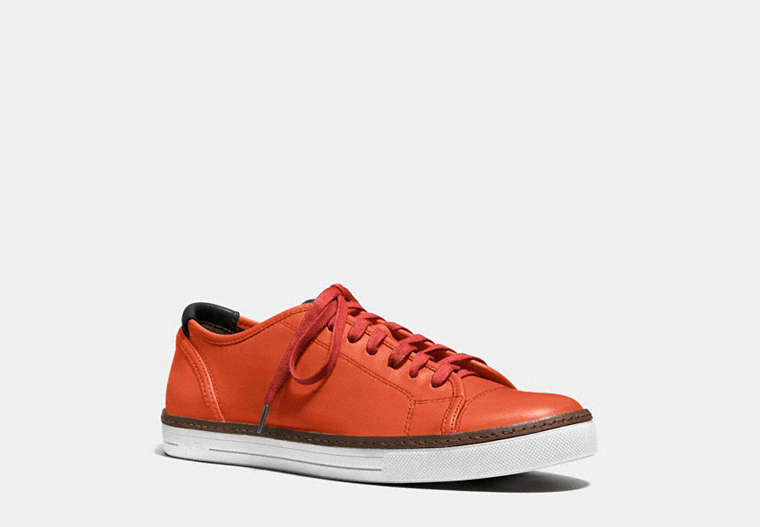 COACH®,YORK LACE SNEAKER,Leather,CARMINE,Front View