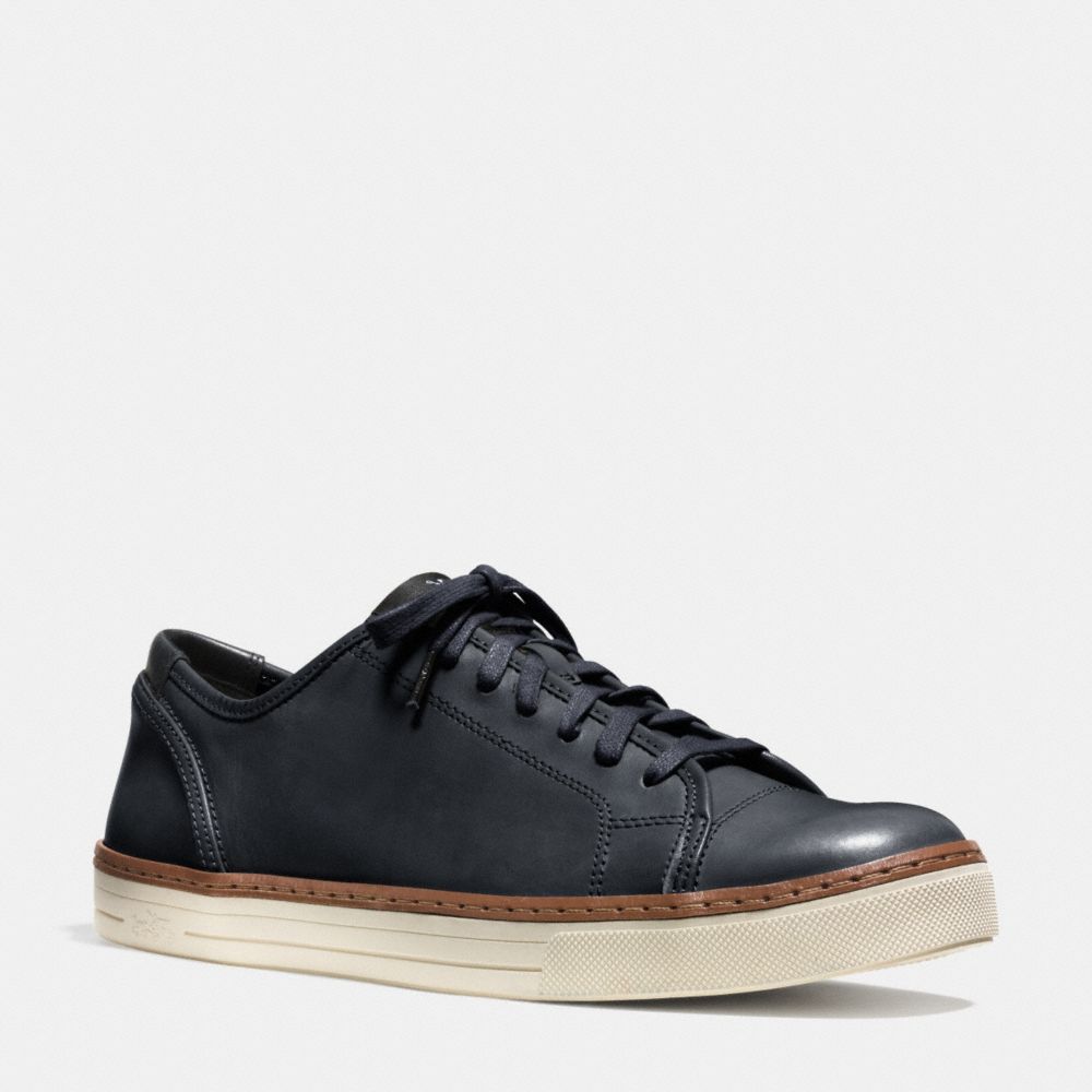 COACH®,YORK LACE SNEAKER,Leather,NAVY,Front View