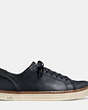 COACH®,YORK LACE SNEAKER,Leather,NAVY,Angle View