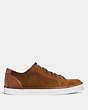 COACH®,YORK LACE SNEAKER,Leather,TOFFEE,Angle View