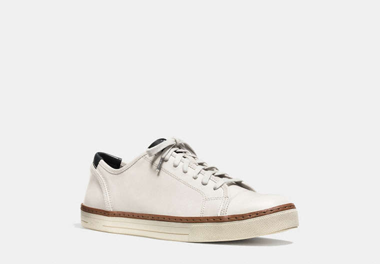 COACH®,YORK LACE SNEAKER,Leather,White,Front View