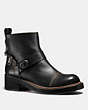 COACH®,MOTO BOOTIE,Leather,Black,Front View