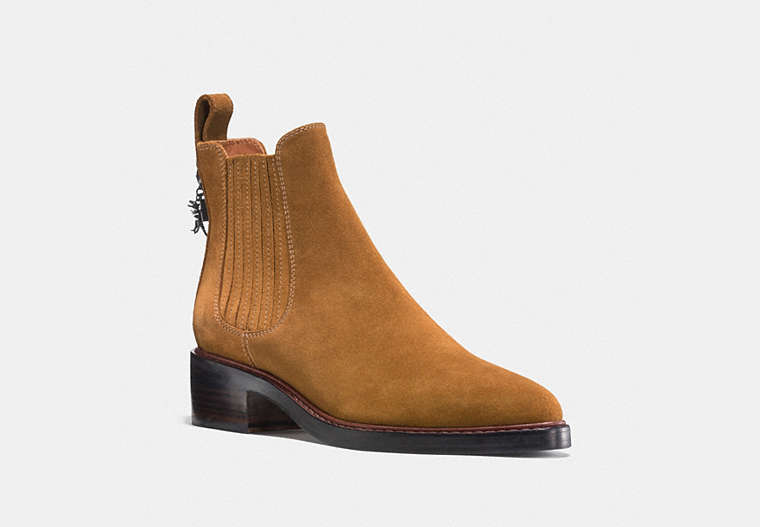 COACH®,BOWERY CHELSEA BOOT,Suede,Camel,Front View