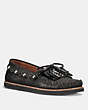 COACH®,ROCCASIN SLIP ON,Suede,ANTHRACITE,Front View