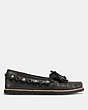 COACH®,ROCCASIN SLIP ON,Suede,ANTHRACITE,Angle View