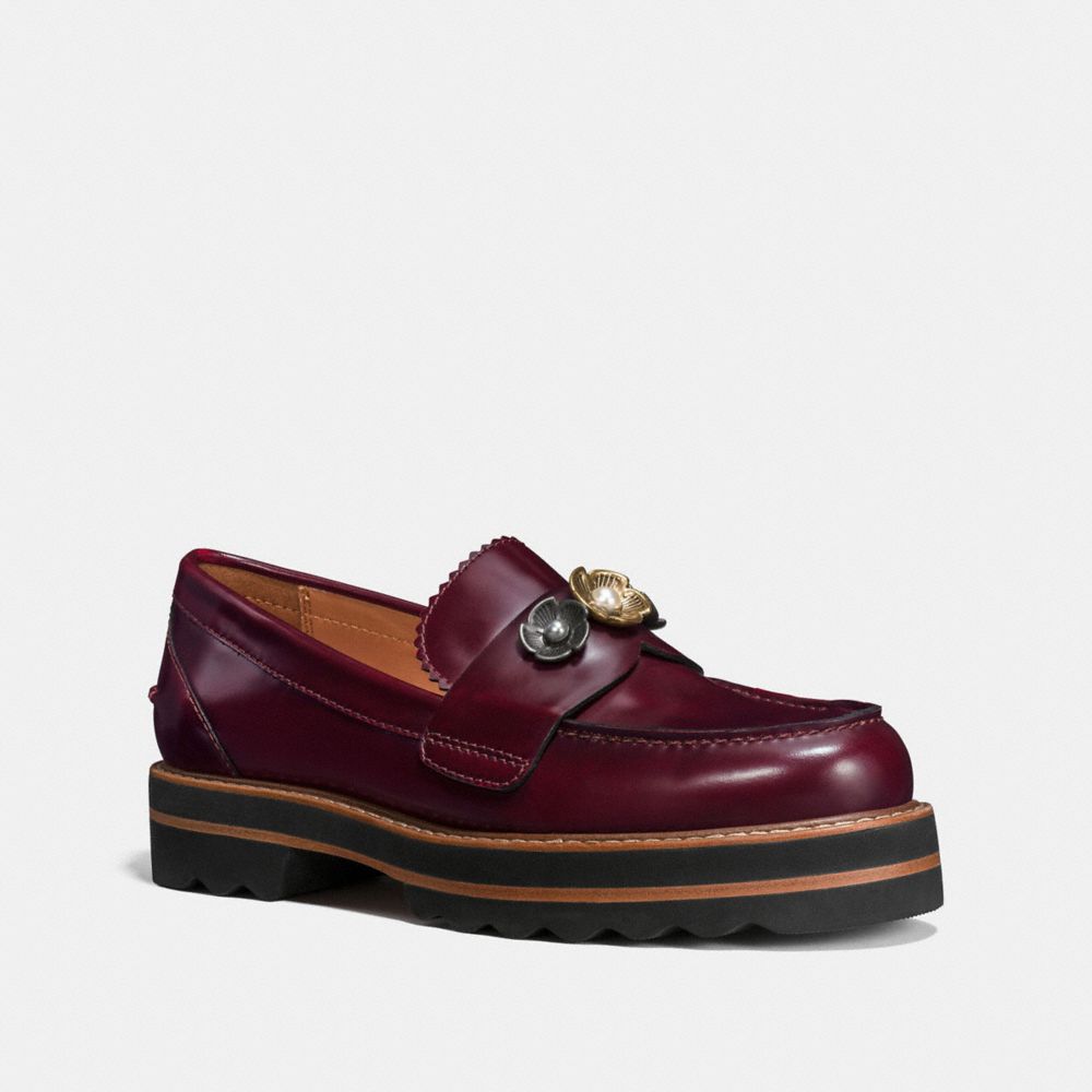 COACH®,MOCASSINS LENOX,Cuir,Cabernet,Front View