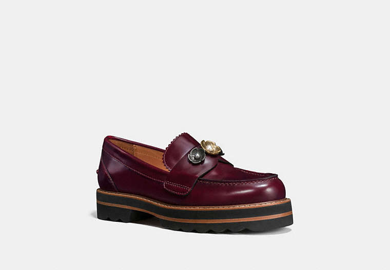 COACH®,LENOX LOAFER,Leather,Cabernet,Front View