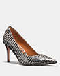 COACH®,BEADCHAIN PUMP IN SNAKESKIN,reptile,BLACK WHITE,Front View