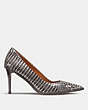 COACH®,BEADCHAIN PUMP IN SNAKESKIN,reptile,BLACK WHITE,Angle View