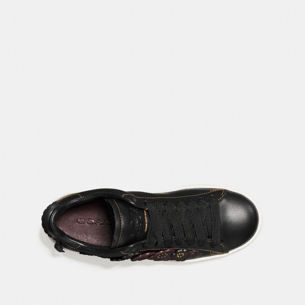 COACH®,C101 LOW TOP SNEAKER,Leather,Black,Inside View,Top View