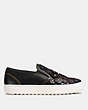 COACH®,C115 SLIP ON,Leather,Black,Angle View
