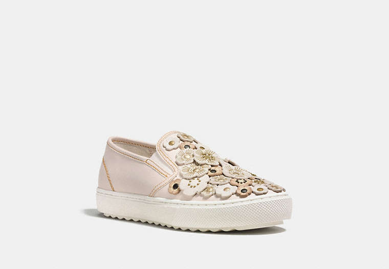 COACH®,C115 SLIP ON,Leather,Chalk,Front View