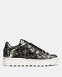 COACH®,C101 LOW TOP SNEAKER,Leather,Gunmetal,Angle View