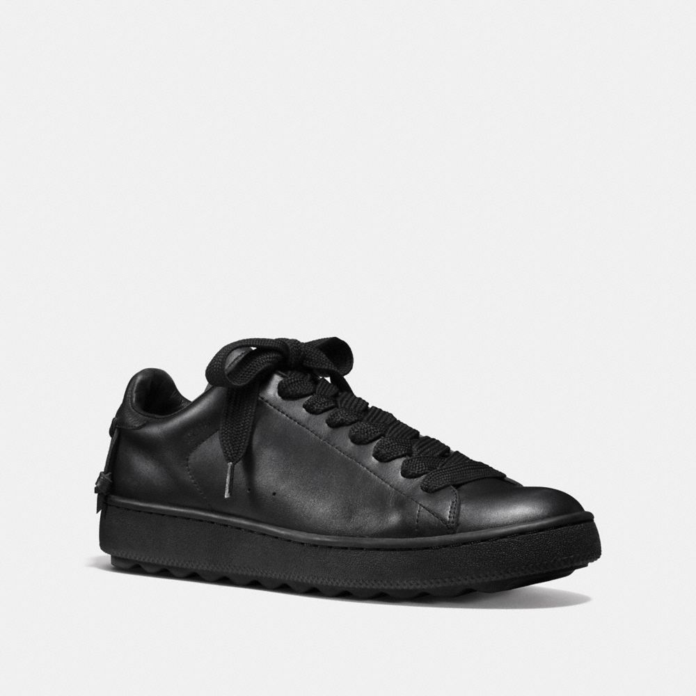 COACH®,C101 LOW TOP SNEAKER,Leather,Black,Front View