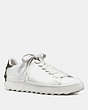 COACH®,C101 LOW TOP SNEAKER,Leather,WHITE/MILITARY CAMO,Front View