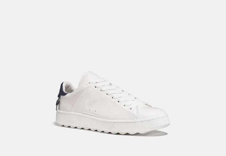 COACH®,C101 LOW TOP SNEAKER,Leather,WHITE/NAVY,Front View