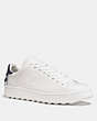 COACH®,C101 LOW TOP SNEAKER,Leather,WHITE/NAVY,Front View