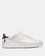 COACH®,C101 LOW TOP SNEAKER,Leather,WHITE/NAVY,Angle View