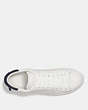 COACH®,C101 LOW TOP SNEAKER,Leather,WHITE/NAVY,Inside View,Top View