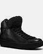 COACH®,SHEARLING C201 HIGHTOP SNEAKER,Mixed Material,Black,Front View