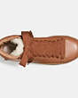 COACH®,SHEARLING C201 HIGHTOP SNEAKER,Mixed Material,Saddle/Natural,Inside View,Top View