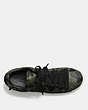 COACH®,C101 LOW TOP SNEAKER WITH CAMO PRINT,Leather,MILITARY CAMO/BLACK,Inside View,Top View