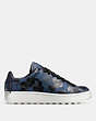 COACH®,C101 LOW TOP SNEAKER WITH CAMO PRINT,Leather,DENIM WB CAMO/DENIM,Angle View