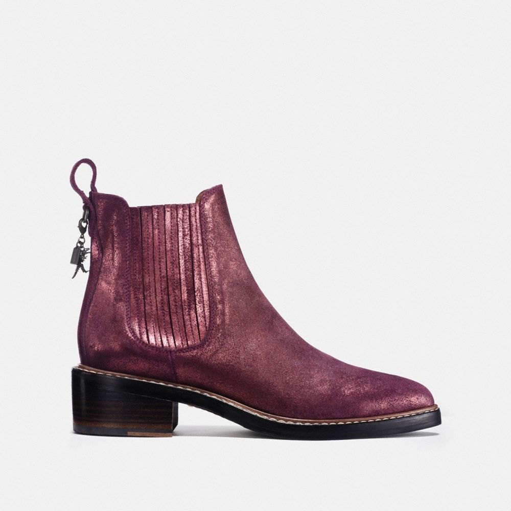 COACH®,BOWERY CHELSEA BOOT,Suede,Bordeaux,Angle View