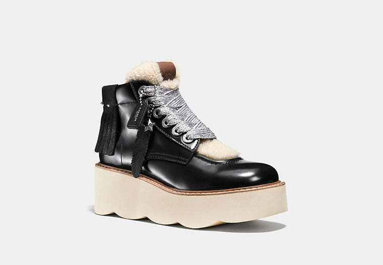 COACH®,HIGH TOP TROOPER,Leather,Black,Front View