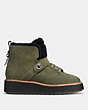 COACH®,COACH CITY HIKER,Suede,OLIVE/BLACK,Angle View