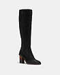 COACH®,OMBRE HEEL BOOT,Leather,Black,Front View