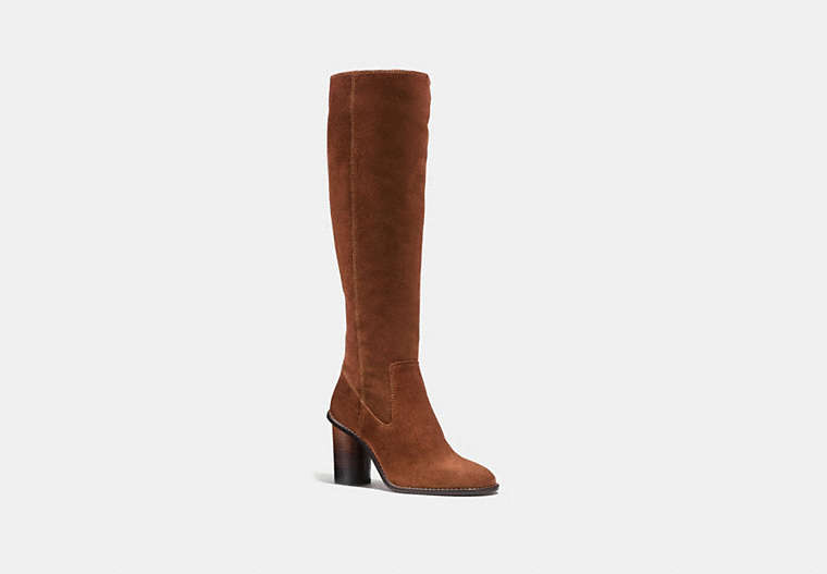 COACH®,OMBRE HEEL BOOT,Leather,Saddle,Front View