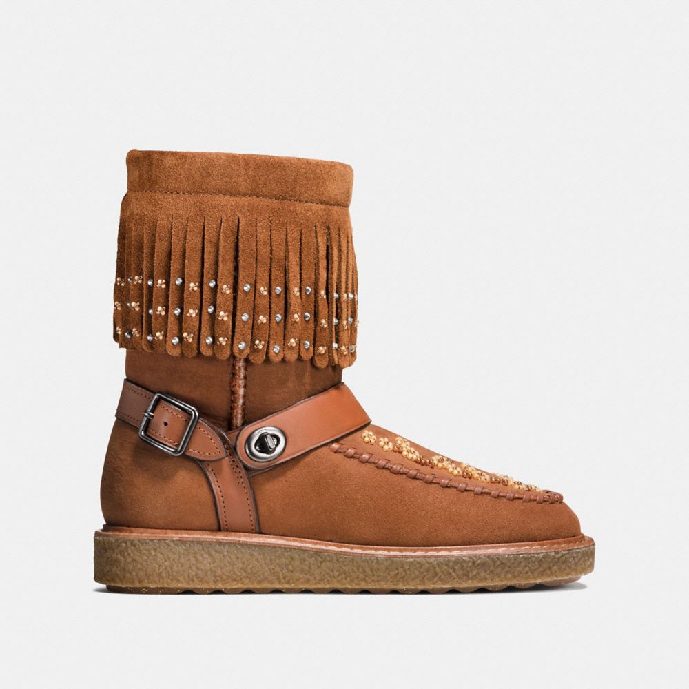 Roccasin Shearling Boot With Beads