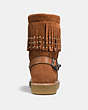 COACH®,ROCCASIN SHEARLING BOOT WITH BEADS,Suede,Saddle/Natural,Alternate View