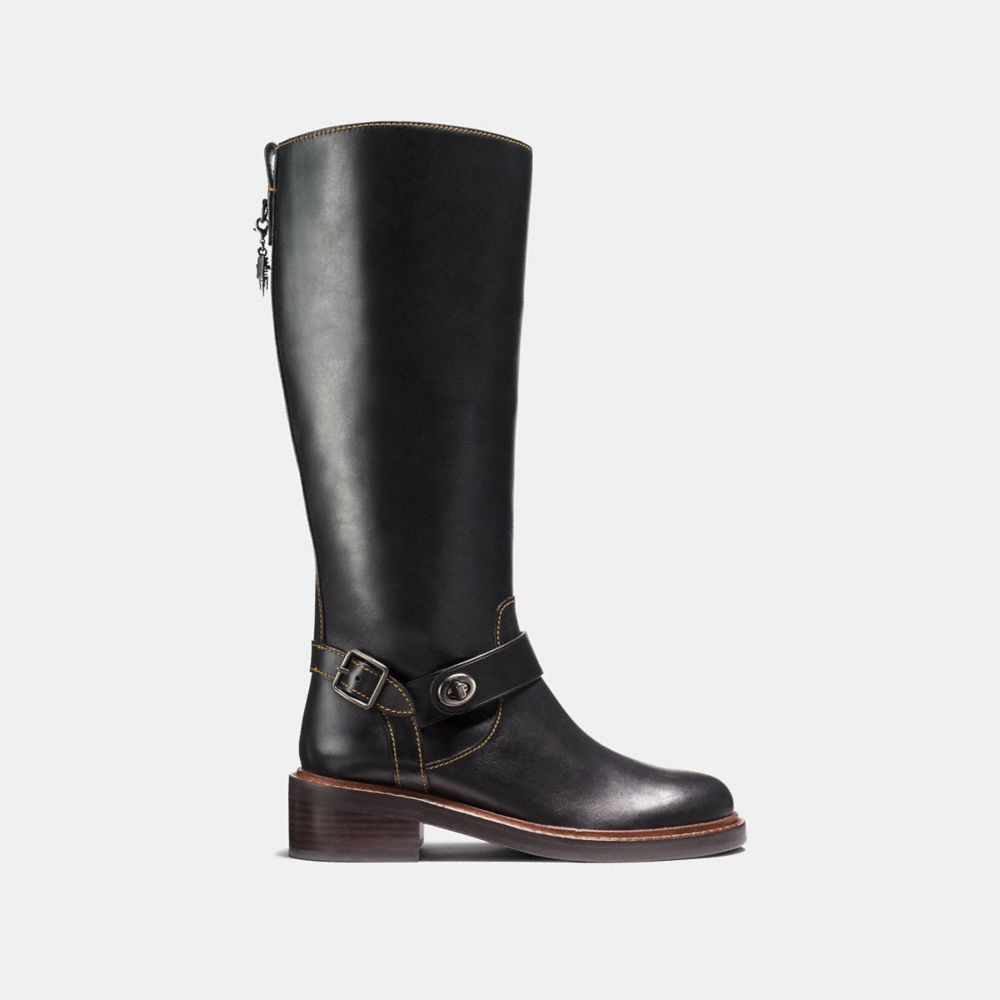 COACH®,SUTTON BOOT,Leather,Black,Angle View