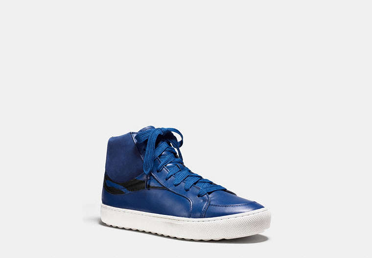 COACH®,C202 SNEAKER,Leather,NAVY/MARINE TIGER,Front View