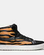 COACH®,C202 SNEAKER,Leather,ORANGE TIGER,Angle View
