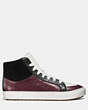 COACH®,C202 SNEAKER,Leather,White Burgundy,Angle View