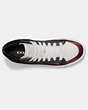 COACH®,C202 SNEAKER,Leather,White Burgundy,Inside View,Top View