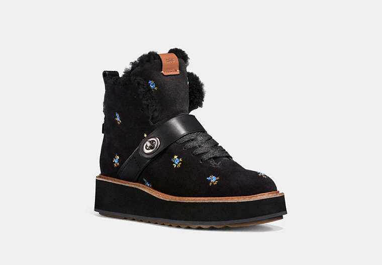 COACH®,COACH CITY HIKER,Suede,Black,Front View image number 0