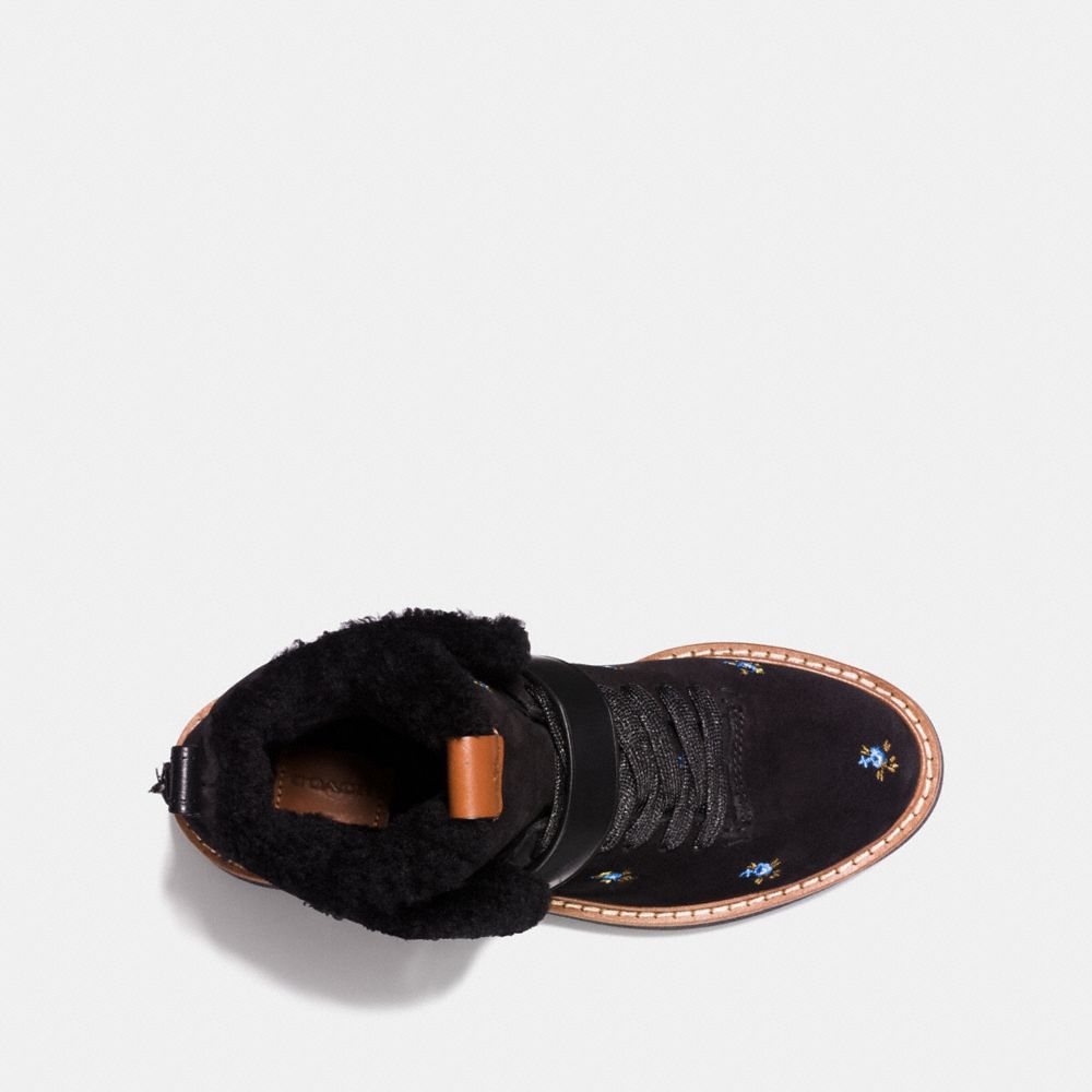 COACH®,COACH CITY HIKER,Suede,Black,Inside View,Top View