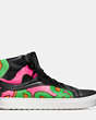 COACH®,C202 SNEAKER,Leather,PSYCH SWIRL/ BK,Angle View