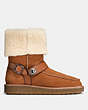 COACH®,MOTO SHEARLING BOOT,Suede,Saddle/Natural,Angle View
