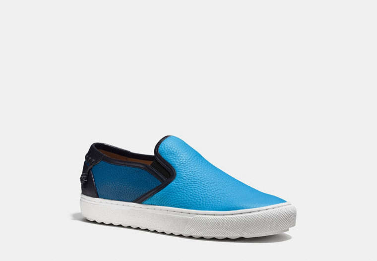COACH®,UNION SLIP ON SNEAKER,Leather,Azure,Front View