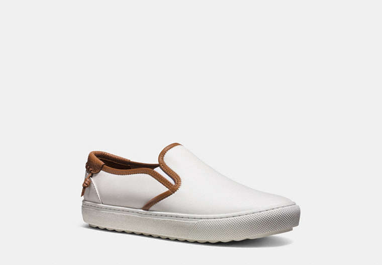 COACH®,UNION SLIP ON SNEAKER,Leather,White,Front View