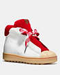 COACH®,HIGH TOP HIKER WITH SHEARLING,Leather,WHITE/CHERRY,Front View