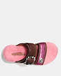 COACH®,TURNLOCK SLIDE WITH SHEARLING,Leather,Chocolate/Pink/Pink,Inside View,Top View